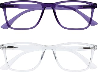 OPULIZE NYX Blue Light Blocking Reading Glasses - Rectangular Frame - UV Anti-Glare Eyewear - Improve Sleep Computer Gaming - Reduce Headaches Eyestrain Protection - Rectangular Frame - Mens Womens