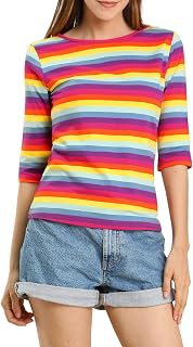 Allegra K Women's Basic Striped Top Basic Striped Top