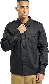 Brandit US Hemd Langarm Herren Hemd Langarm Schwarz 80% Polyester, 20% Baumwolle Regular