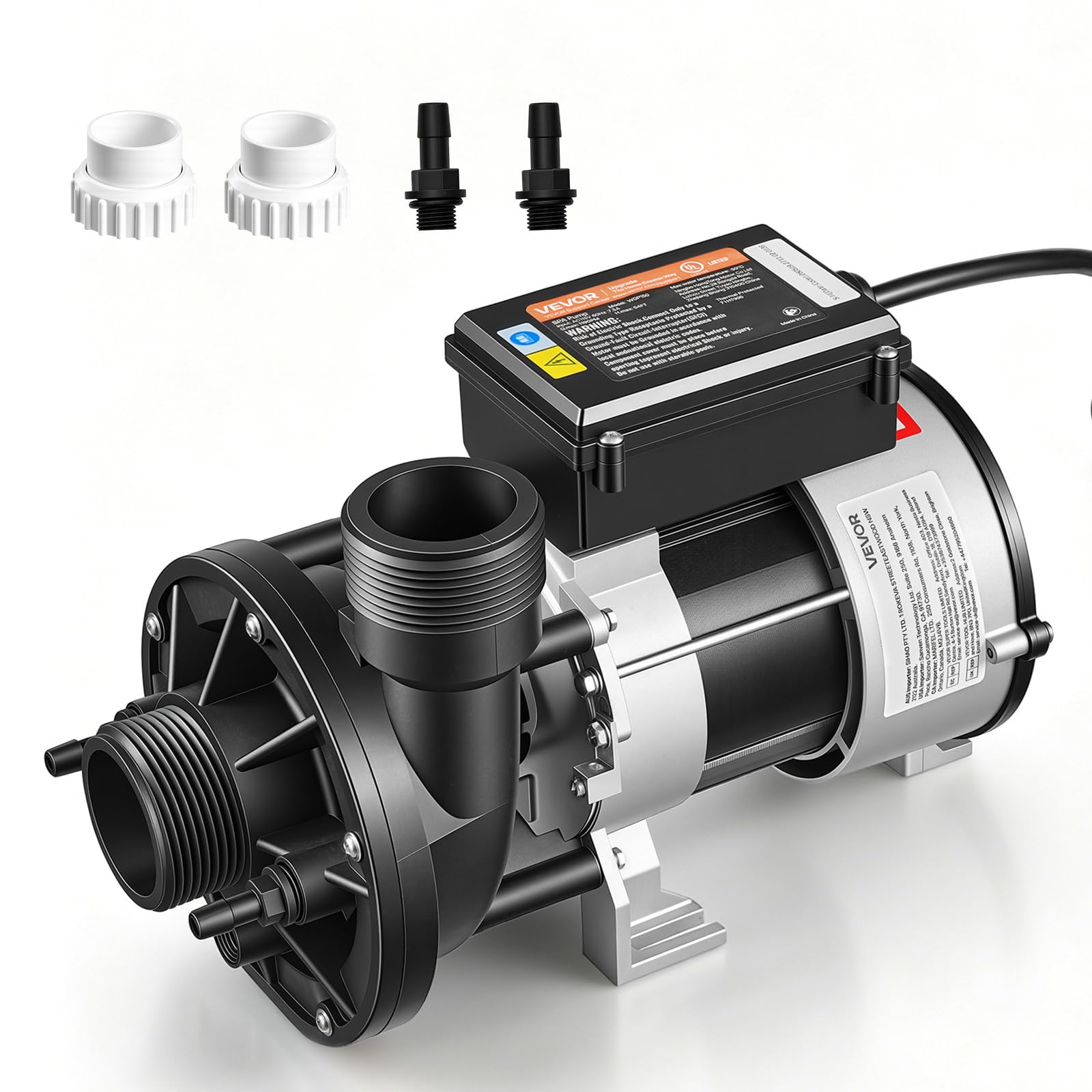 VEVOR SPA Pump 1.5HP Hot Tub Bath Pump 115V 119GPM Flow Rate with 1.5" Port, 90°