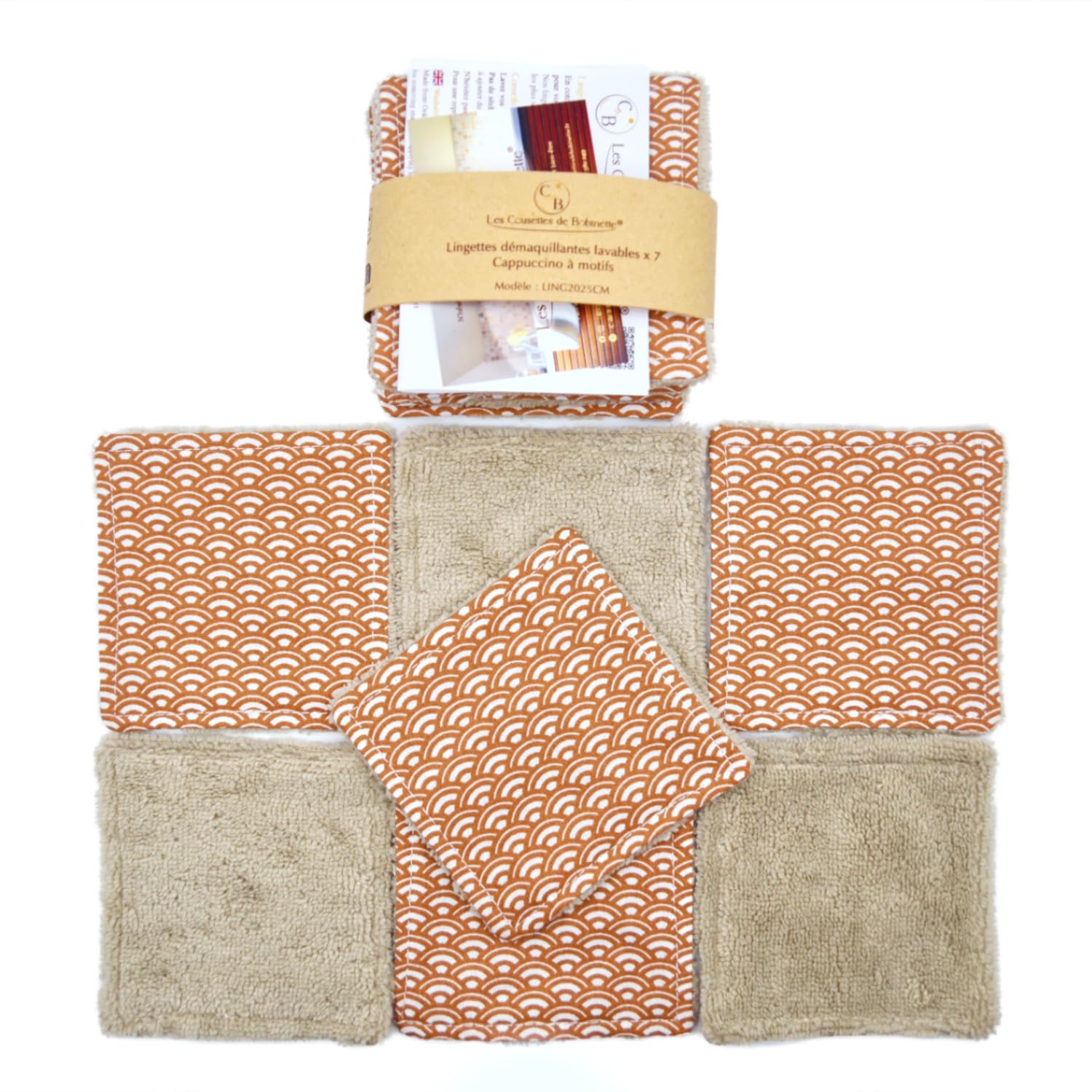 Washable Bamboo Makeup Remover Wipes, Reusable Cotton Pads, Handmade, 7 Pack (Pa