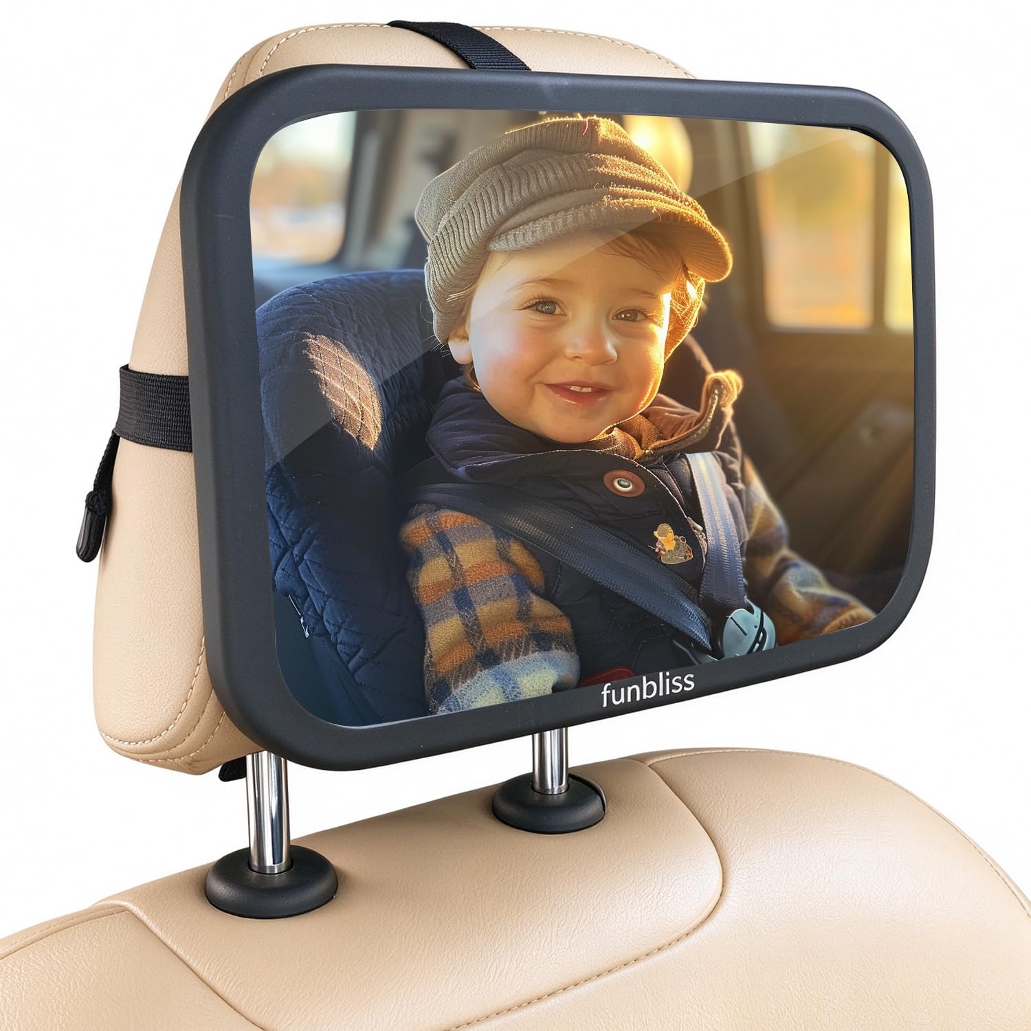 Baby Car Mirror Backseat, Black | Most Stable, Premium Matte Finish, Ultra High 