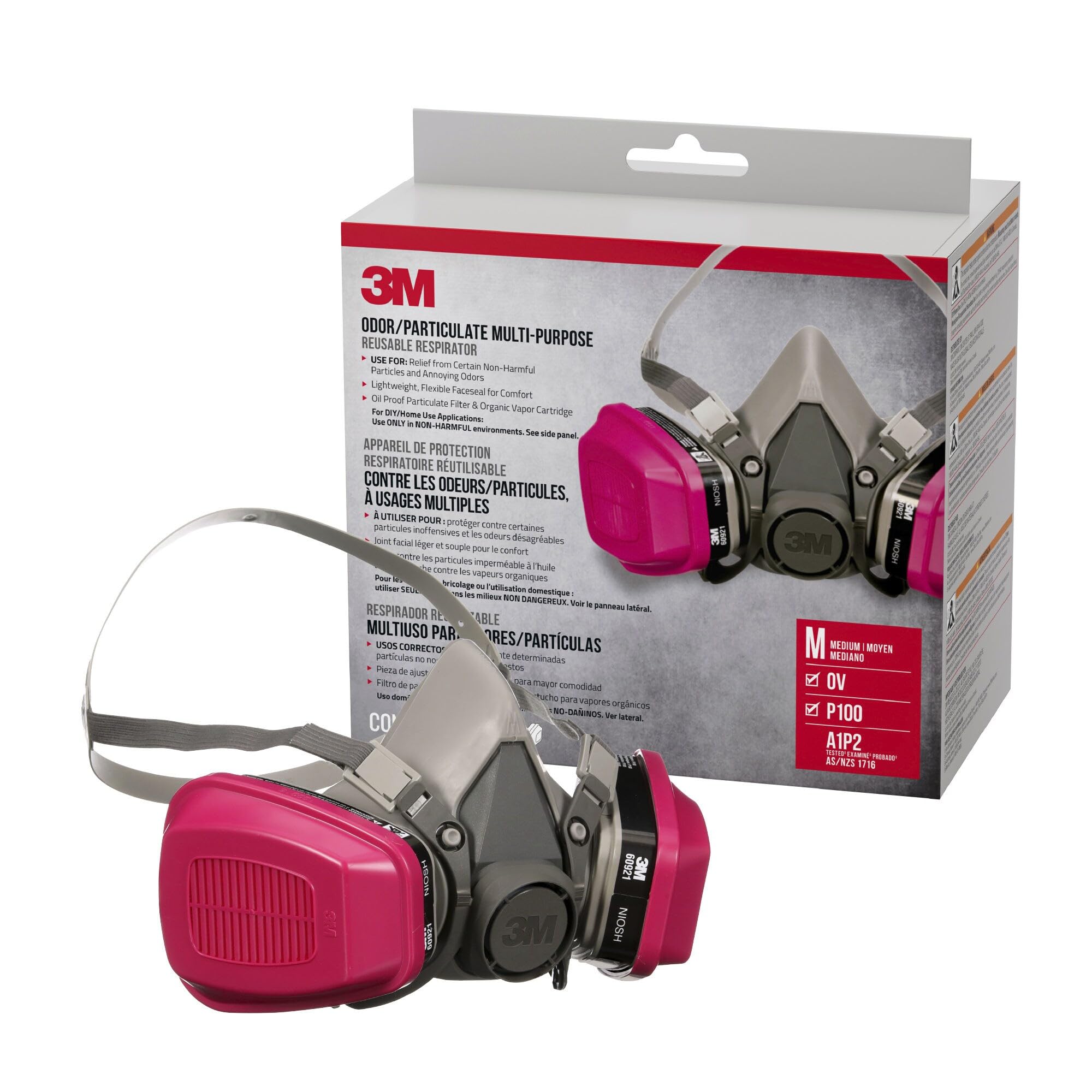 3M P100/OV Odor/Particulate Multi-Purpose Reusable Respirator 65021, NIOSH-APPRO