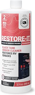 Unique Restore-It Liquid RV Black Tank Sensor Cleaner, 32 oz | Cleans dirty sensor probes &amp; waste buildup that can cause false tank readings; works in parked RVs, 2 treatments
