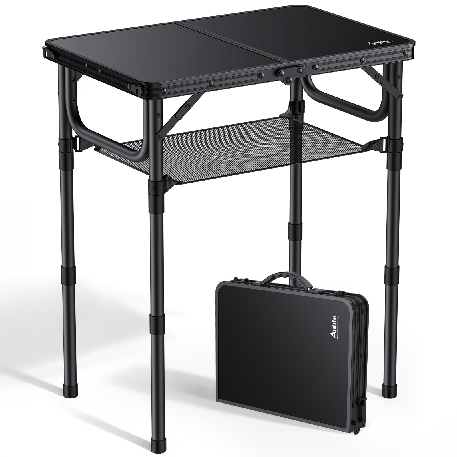 Anbte Folding Camping Table, 24"X 16" Adjustable Height Small Folding Table | wi