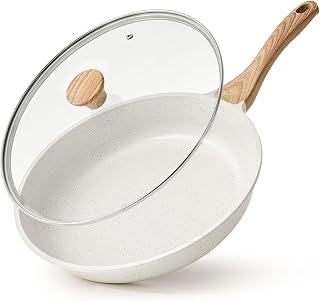 SENSARTE 8/9.5/10/11/12.5In Nonstick Ceramic Frying Pan with Lid | Ceramic Omelette Pan Skillet, PFAS/PTFE Free, Non-toxic Chef's Pan, Kitchen Cooking Pan, Induction Compatible