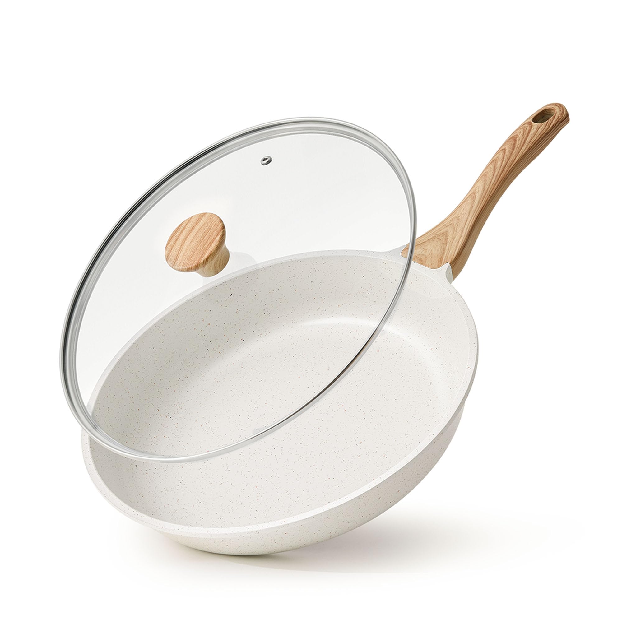 SENSARTE 8/9.5/10/11/12.5In Nonstick Ceramic Frying Pan with Lid | Ceramic Omele
