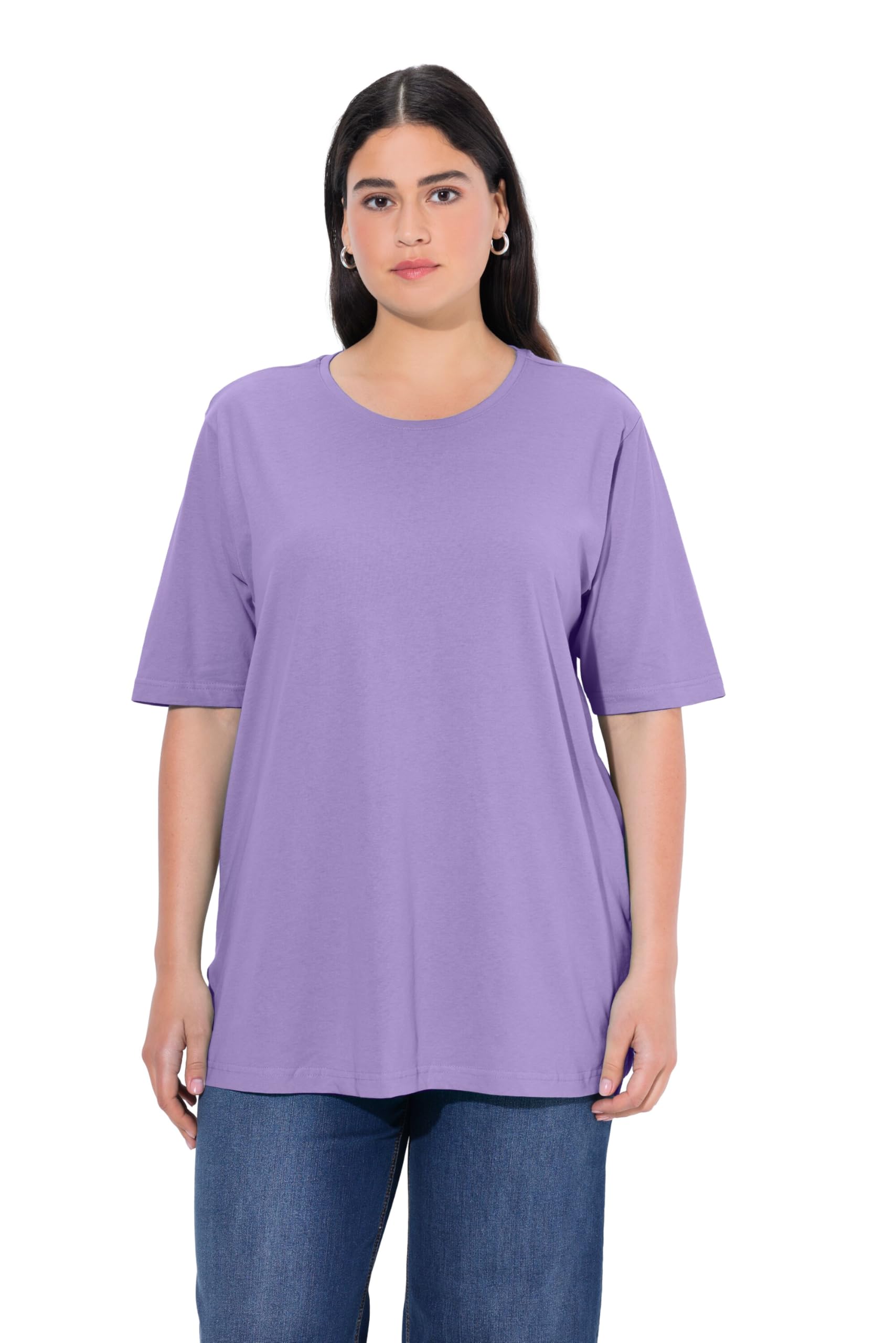 Ulla Popken Basic T-Shirt, Round, Relaxed, Cotton T-Shirt for Women