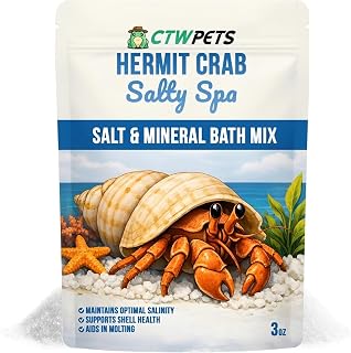 CTWPets Salty Spa Hermit Crab Salt Water Mix with Calcium & Trace Minerals | Marine salt for hermit crabs creates mineral-rich soaking water with calcium and trace minerals for habitat pools