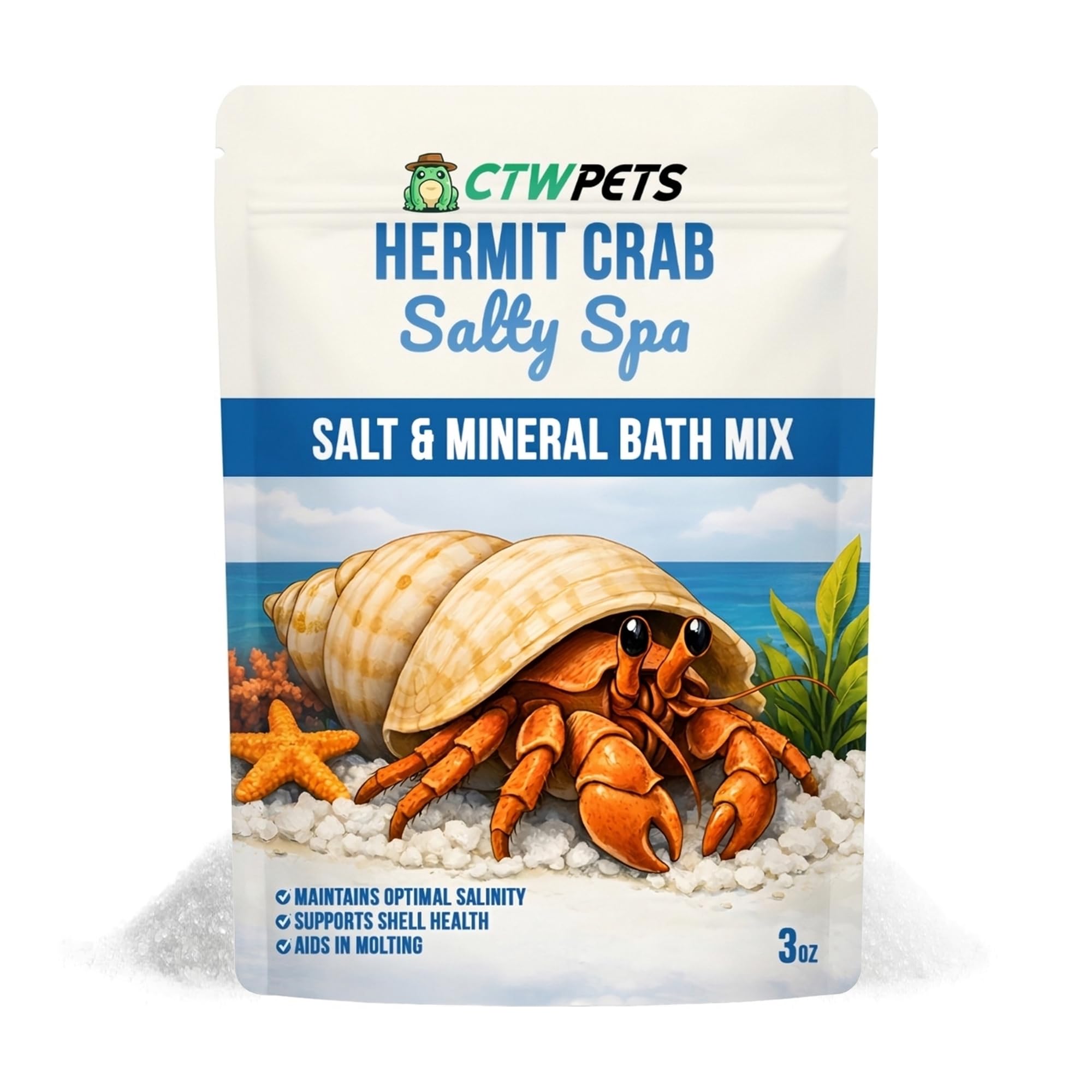 CTWPets Salty Spa Hermit Crab Salt Water Mix with Calcium & Trace Minerals | Mar