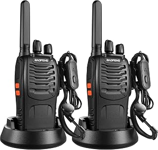 Baofeng Walkie Talkies Professional PMR446 Two Way Radio Long Range 16 Channels VOX Walkie Talkie BF-88X Rechargeable Intercoms, Earpieces Battery and Charger included(2 Pack)