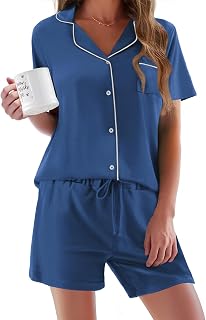 Ekouaer Women's Short Sleeve Sleepwear Soft PJ Set XS-XXL