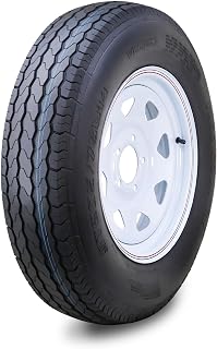 Free Country Trailer Tire Wheel ST205/75D14 6PR C 99L 5X4.5 White Spoke Rim | 5 Lug on 4.5" PCD White Spoke Wheel Load Range C speed index L 75mph