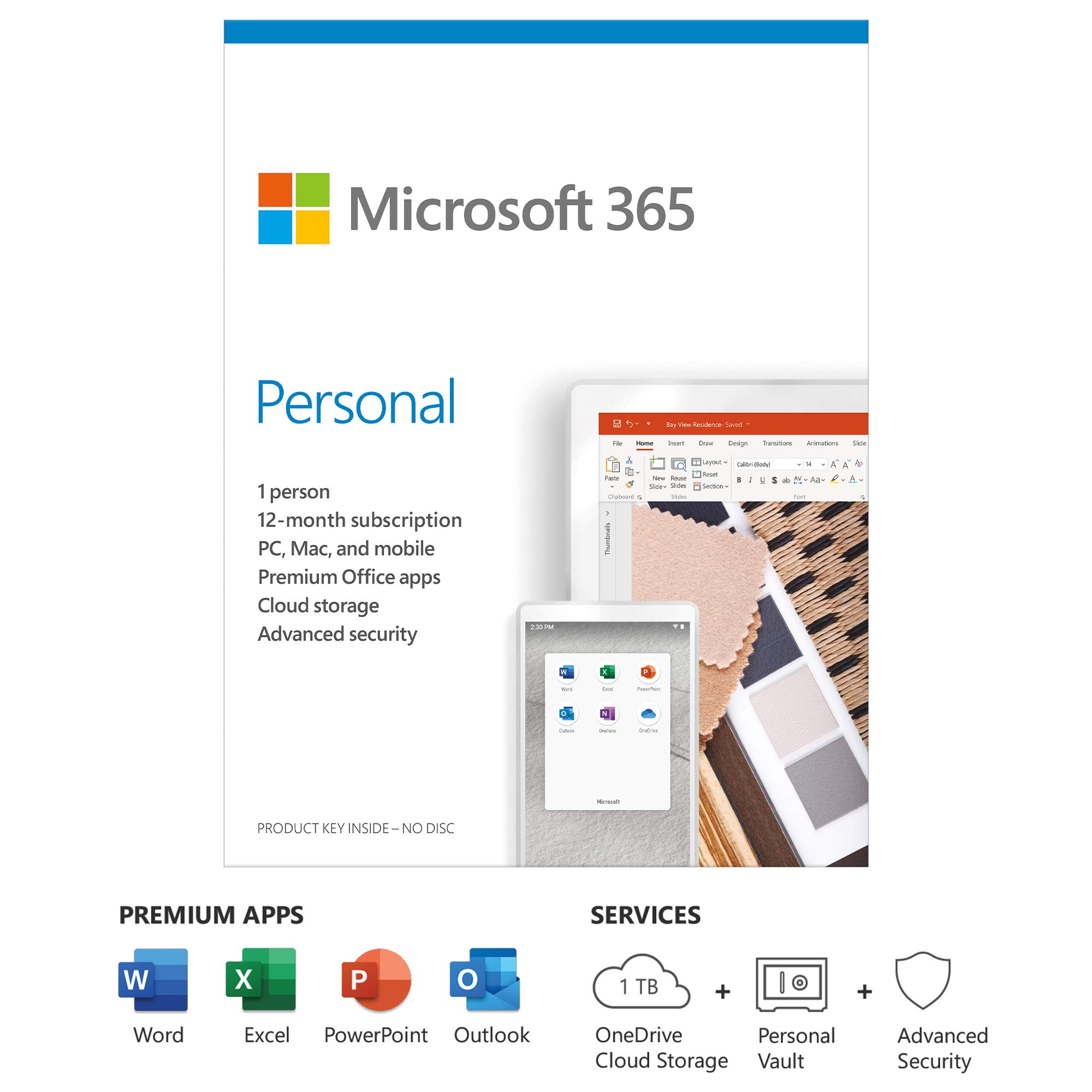 Microsoft 365 Personal | Office 365 apps | 1 user | 1 year subscription | PC/Mac