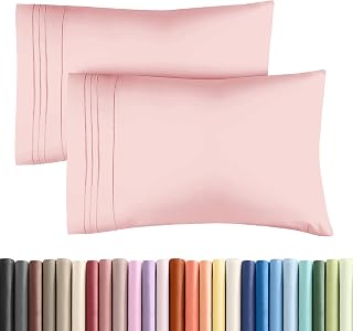 King Pillow Cases Set of 2 - Ultra Soft Cozy Pillowcase Covers - Baby Pink