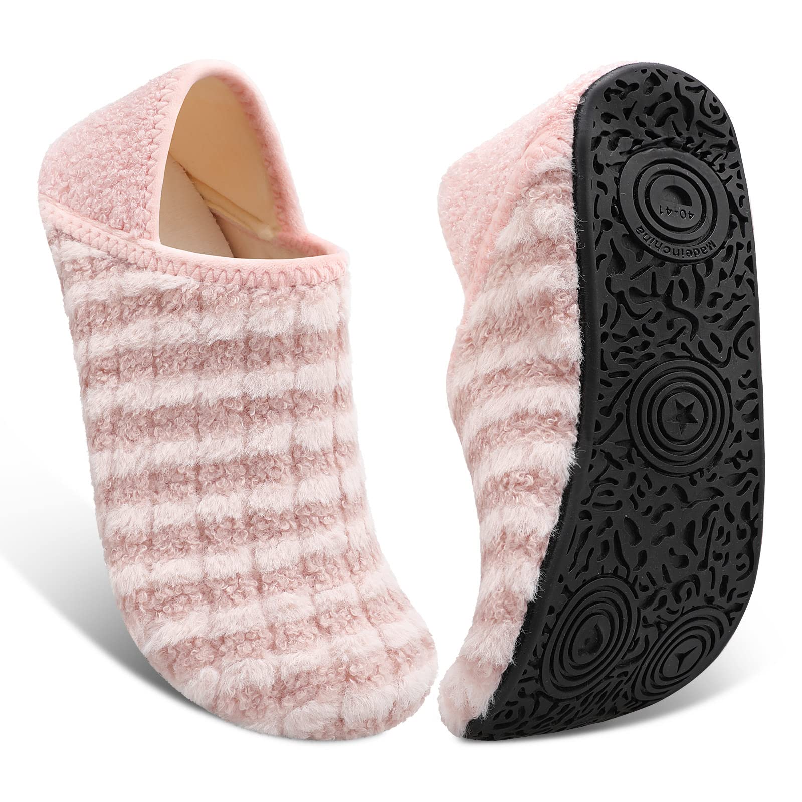Fires Womens Mens Slippers with Rubber Sole Soft-Lightweight House Slipper Socks
