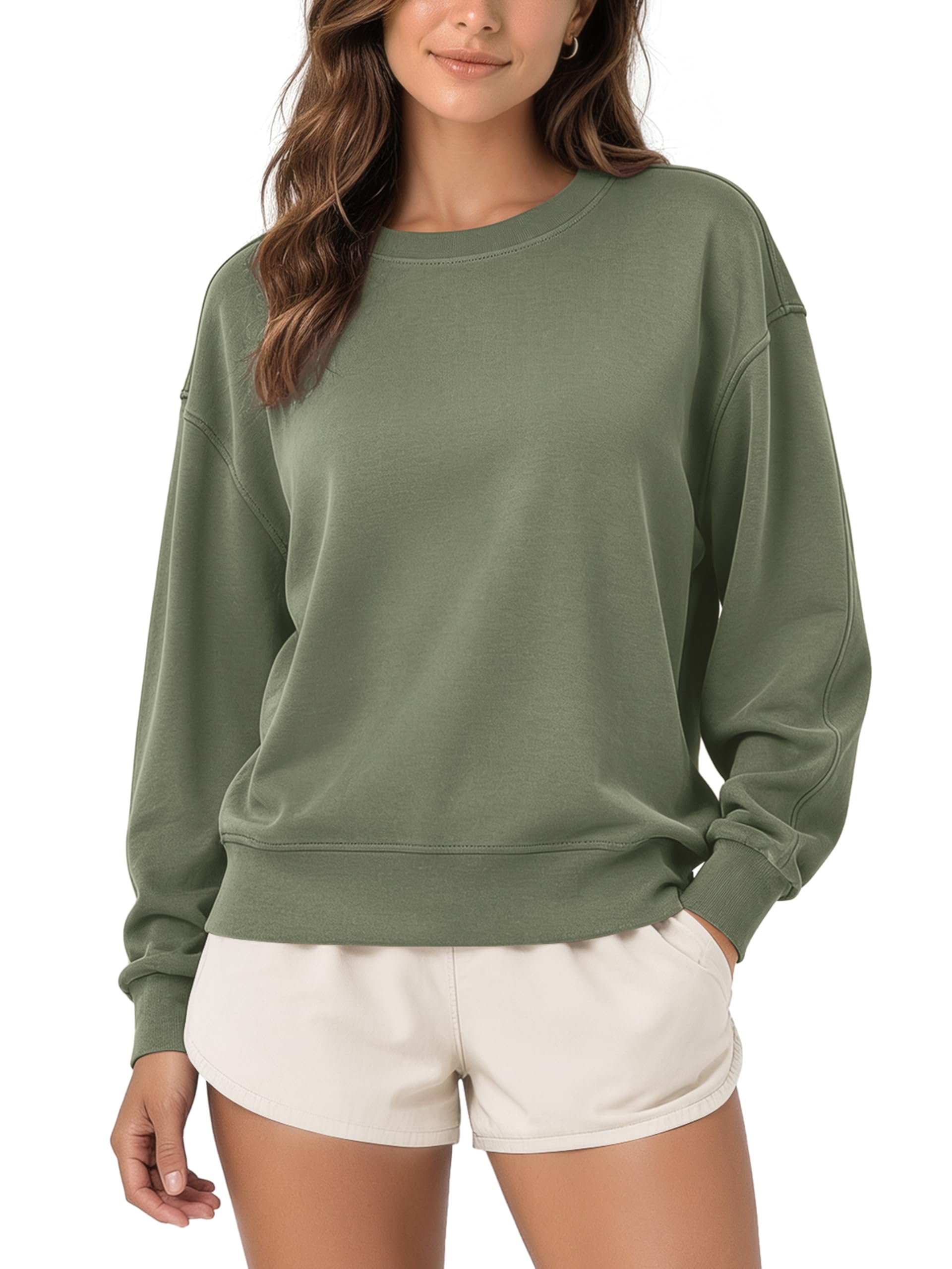 ODODOS Modal Soft Oversized Sweatshirts for Women Crew Neck Long Sleeve Relaxed 