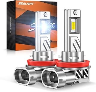 SEALIGHT H11/H9/H8 Light Bulb, 1000% Brighter than Origin, 6500K Output Canbus Ready, IP68 Waterproof, 80000Hrs Lifespan, 1：1 Size Installation, Pack of 2