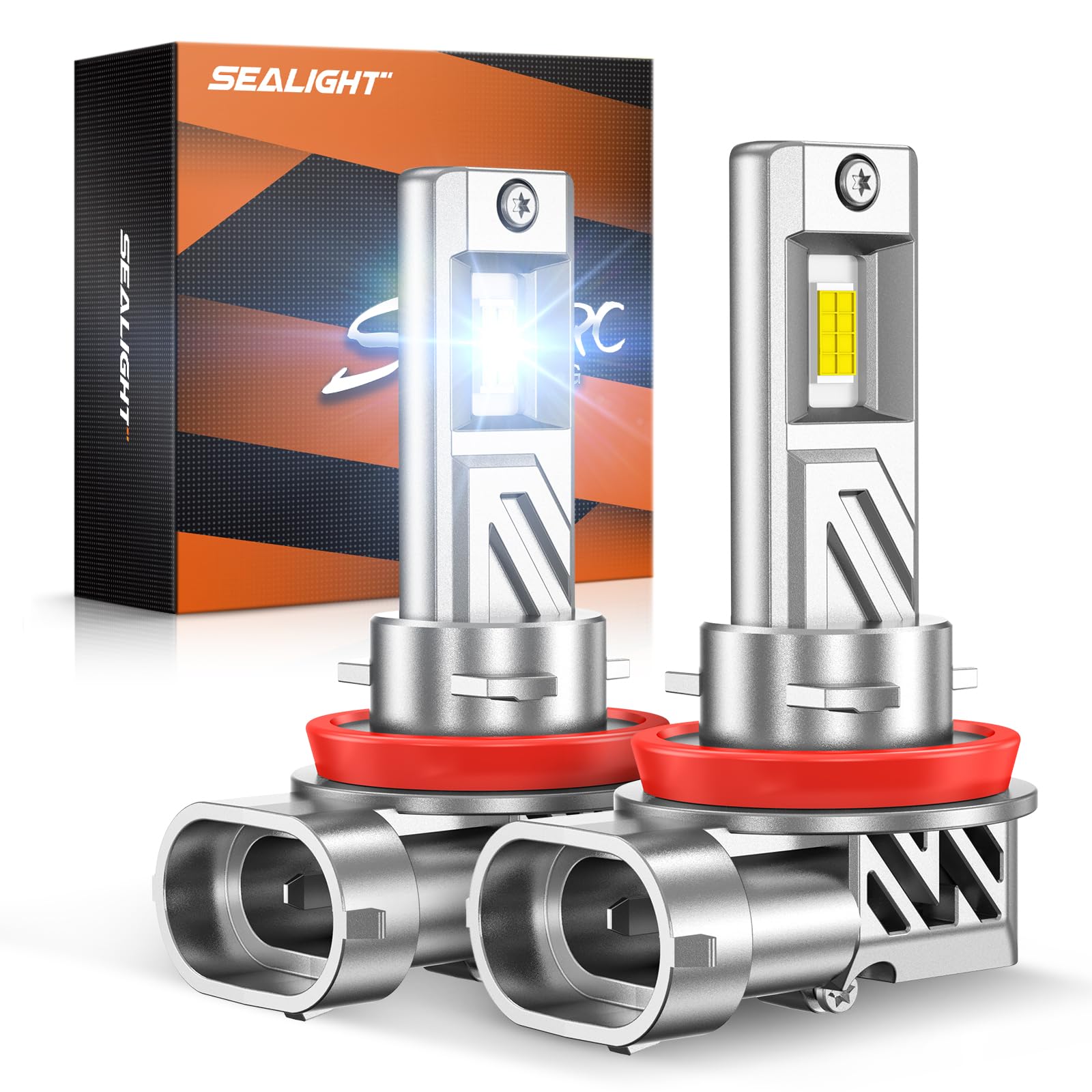SEALIGHT H11/H9/H8 Light Bulb, 1000% Brighter than Origin, 6500K Output Canbus R