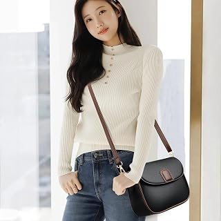 PU Crossbody Bag for Women, Small Shoulder Bag with Adjustable and Detachable Shoulder Straps, Handbag(Khaki, Black, White)