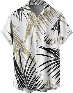 Hawaiian Shirts for Men, Print Casual Short Sleeve Button Down Resort Shirts Beach Shirt