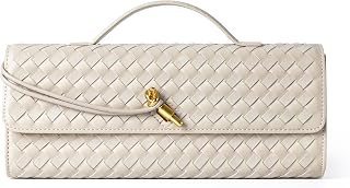 Joryin Woven Purse for Women Evening Clutch Woven Leather & Suede Handbags Crossbody Bag Suede Purse Formal Evening Bag