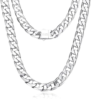 Qlaway 14MM Cuban Link Chain for Men, 316L Stainless Steel and 925 Sterling Silver Filled, Silver Chain for Men, Available In 22/24/26/28/30 Inches, Silver Mens Chain Necklace