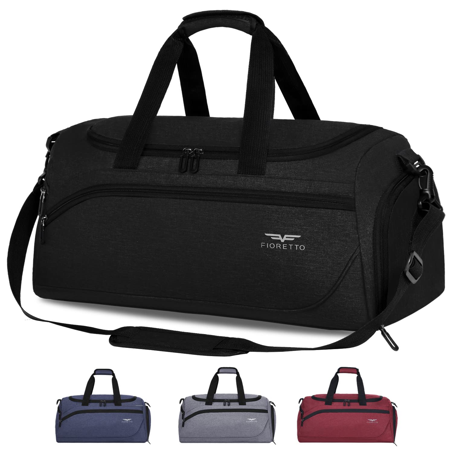 FIORETTO Mens Sports Gym Bag with Wet Pocket & Shoe Compartment,Travel Duffle Ba