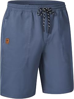 QPNGRP Men's Stretch Waist Casual Shorts with 5 Pockets Include 1 Zipper Pocket