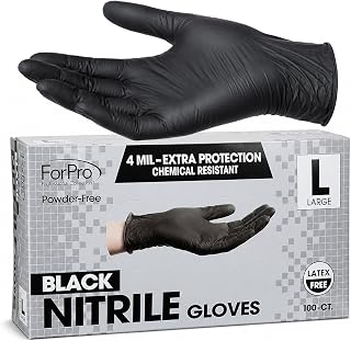 ForPro Disposable Nitrile Gloves, Chemical Resistant, Powder-Free, Latex-Free, Non-Sterile, Food Safe, 4 Mil