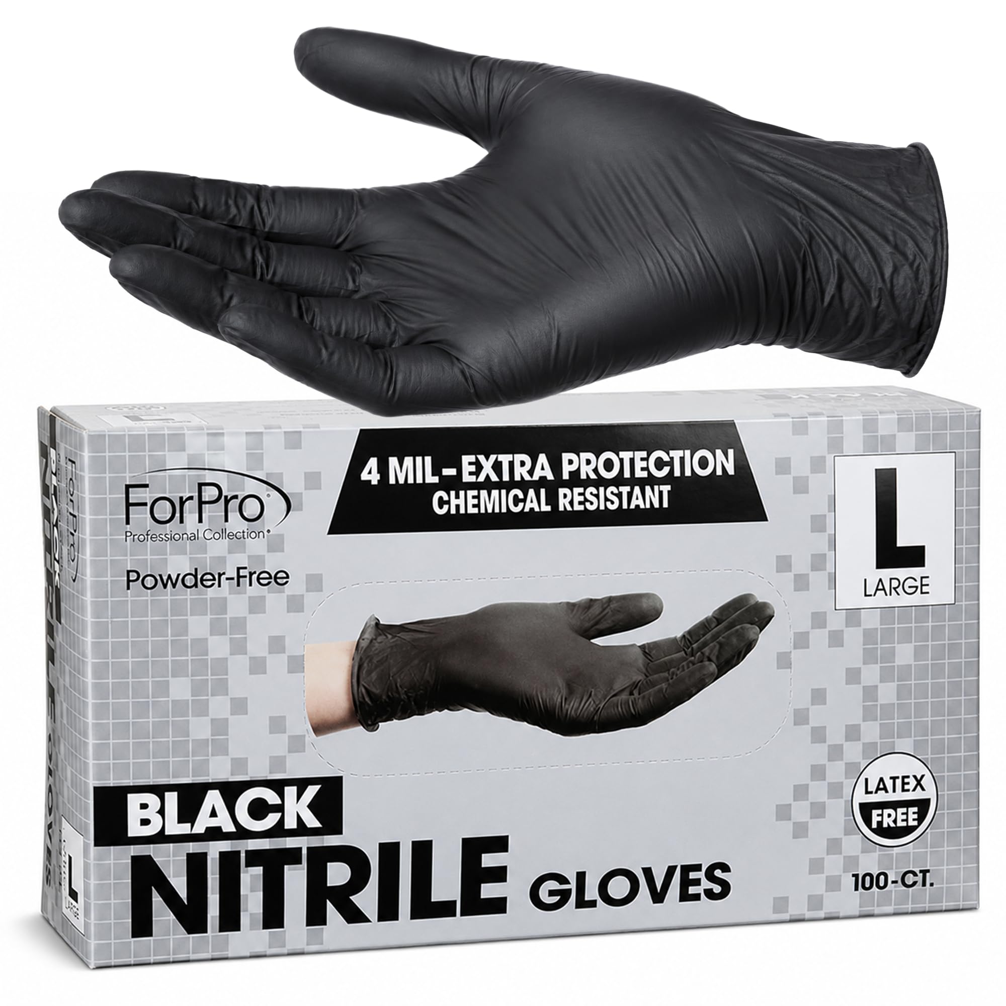 ForPro Disposable Nitrile Gloves, Chemical Resistant, Powder-Free, Latex-Free, N