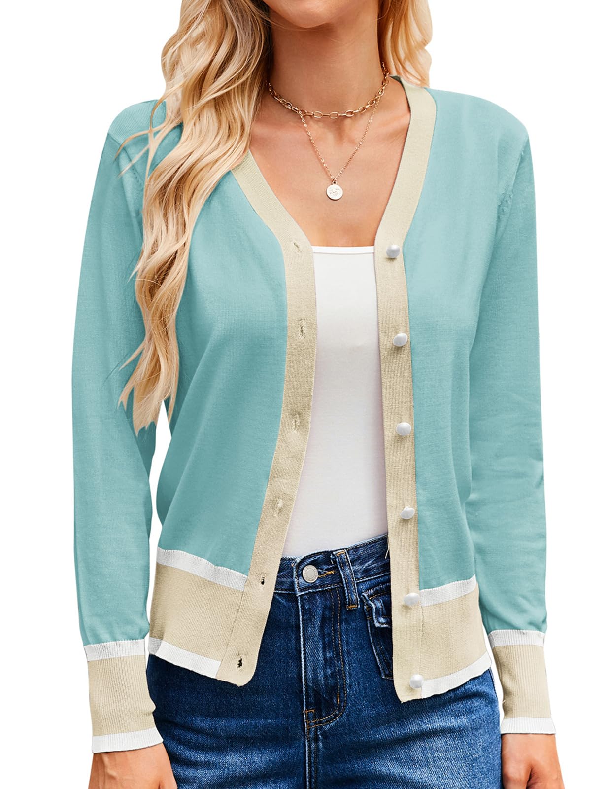 GRACE KARIN Cardigan Sweaters for Women Fall Lightweight Cropped Cardigan