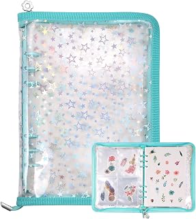 MUDOR 4 in 1 Sticker Storage Organizer Binder,Collecting Book Album Holder | 3 Size Sleeves and Release Paper, A5 Blank Reusable Sticker Container,Large Craft Sticker Keeper Saver Book Folder