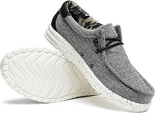 Mens Slip On Loafers Lace Up Casual Breathable Travel Canvas Shoes for Men Comfortable and Stylish Summer Loafers Lightweight Hiking Shoes Boat Shoe
