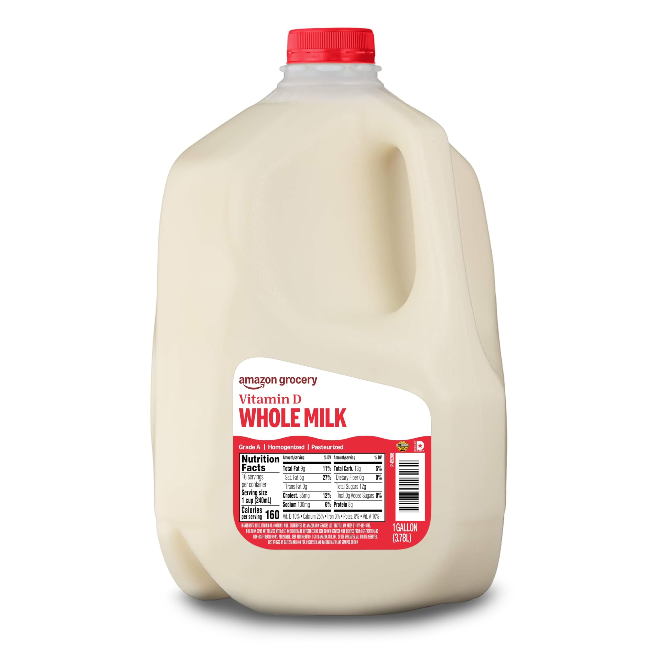 Amazon Grocery, Whole Milk, 1 Gallon, 128 Fl Oz