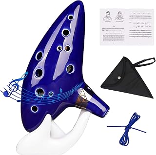 Zetong Legend of Zelda Ocarina 12 Hole Alto C with Textbook and Protective Bag, Perfect for Beginners and Professional Performance (Blue)