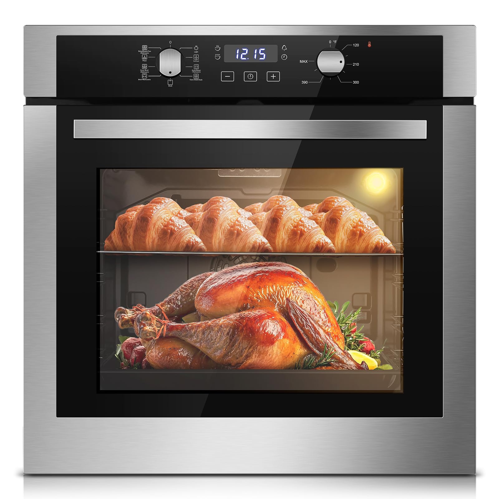 Zomagas 24 Inch Electric Wall Oven 2.8 Cu Ft, Knob Control 24H Timer, 3220W | Kn