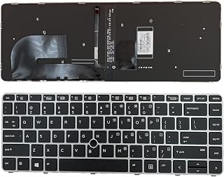 Siakoocty Laptop Replacement US Layout with Pointing with Backlight Keyboard for HP EliteBook 840 G3/745 G3/840 G4/745 G4 836308-001 821177-001 819877-001