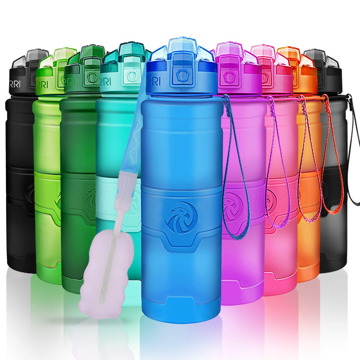 ZORRI Sports Water Bottle, 400/500/700ml/1L, BPA Free Leak Proof Tritan Lightwei