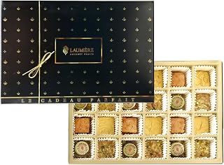 Le Cadeau Parfait Collection - Rectangle Gourmet Gift Box (24 Treats) - Laumière Gourmet Fruits - Vegan Healthy Dried Fruits & Nuts Gift Basket - No Added Cane Sugar Sweets