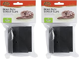 (4 Pack) Zilla Reptile Terrarium Covers Heavty Duty Screen Clips, Large 30Gallon or Larger (2 Packages with 2 Clips Each)