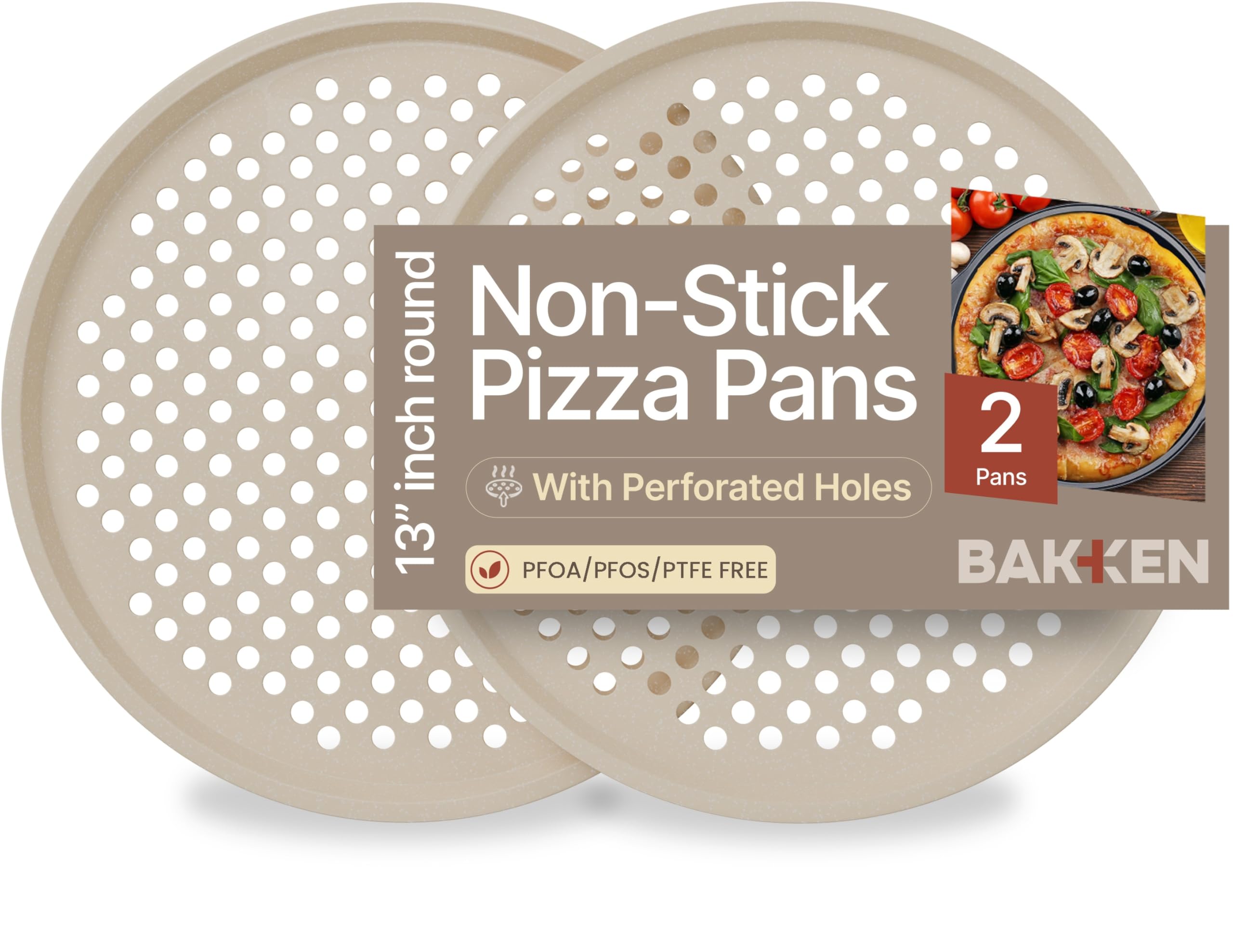 BAKKENMASTER Bakken Pizza Baking Pan - Round Perforated Carbon Steel Pan with No
