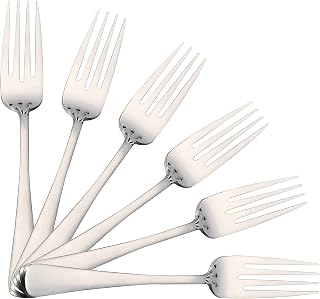 6 Fish Forks Dessert Forks, Table Fork 19 x 2.5 cm High Polished Stainless Steel 18/0