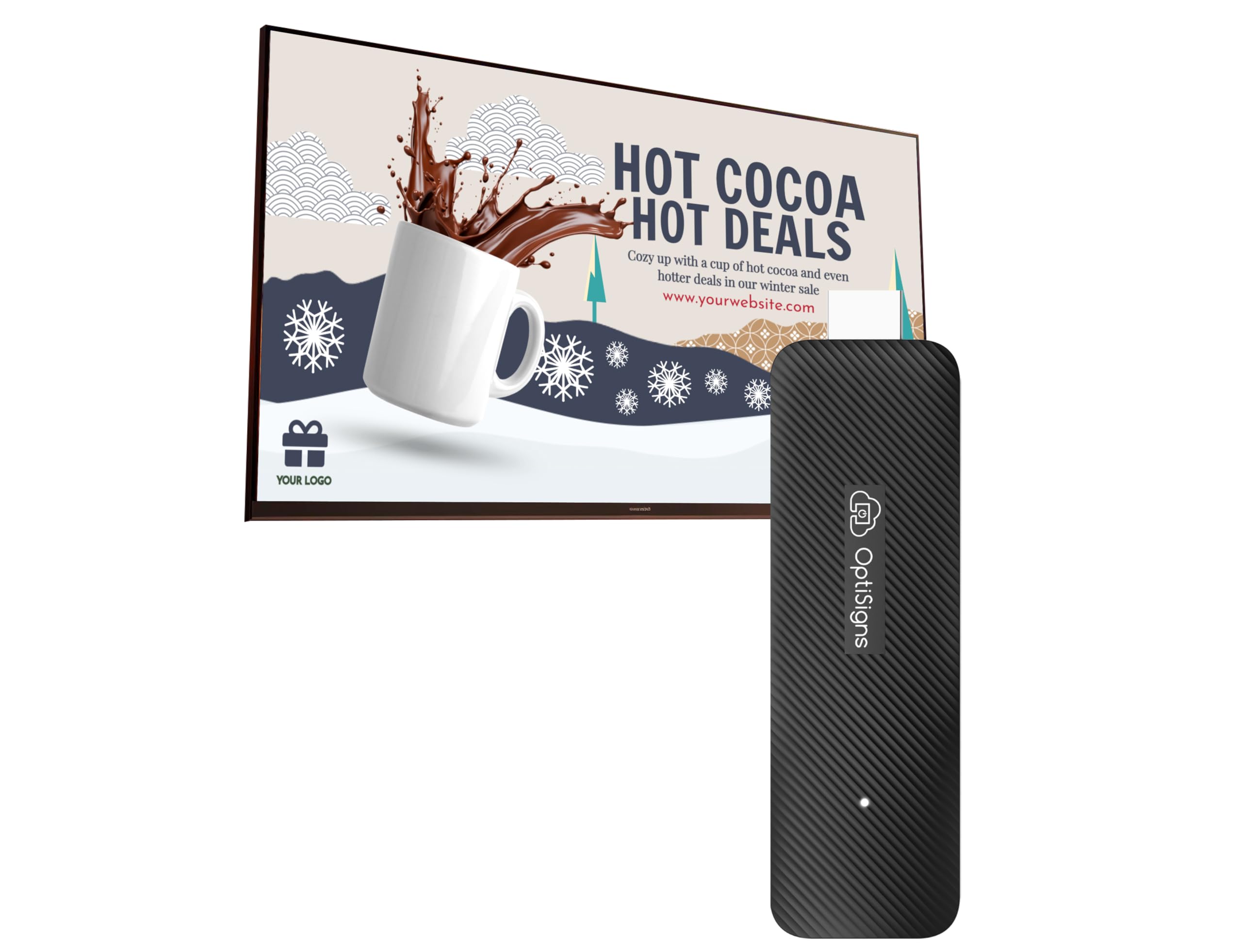 OptiSigns OptiStick Digital Signage Player - Android-Based 4K UHD HDMI Stick, Qu