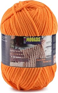 Chunky Velvet Yarn for Crocheting & Knitting, 7.05oz 262.4yd Super Soft Chenille Plush Yarn, Bulk Thick Yarns for Baby Blankets, Amigurumi, Scarves | 20 Colors (1, Orange)