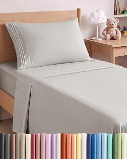 Twin Size 3 Piece Sheet Set - Breathable & Cooling Sheets - Light Grey