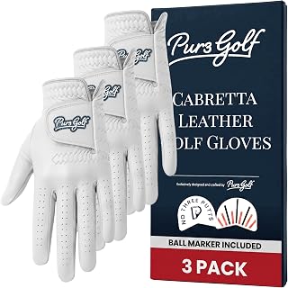 PUR3 Multipack Colored Cabretta Leather Golf Gloves Men | Includes Ball Marker | Golf Glove Men Left Hand and Right Hand