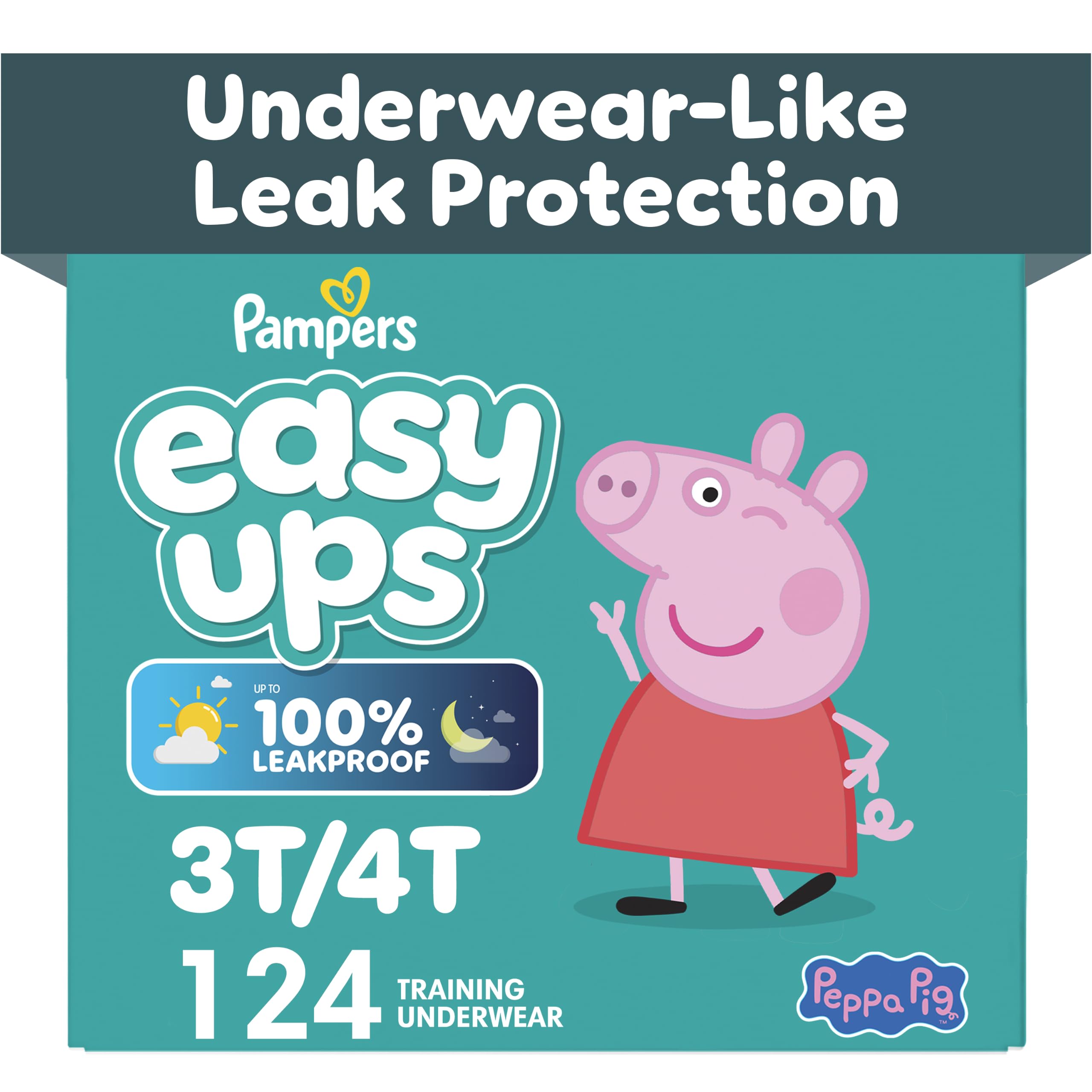 Easy Ups Girls & Boys Potty Training Pants, Size 5 (3T-4T), 124 Count, Peppa Pig