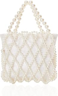 BABEYOND Pearl Clutch Bag for Women - Cross-linked Formal Evening Bag with Inner Bag for Wedding Party, Off White