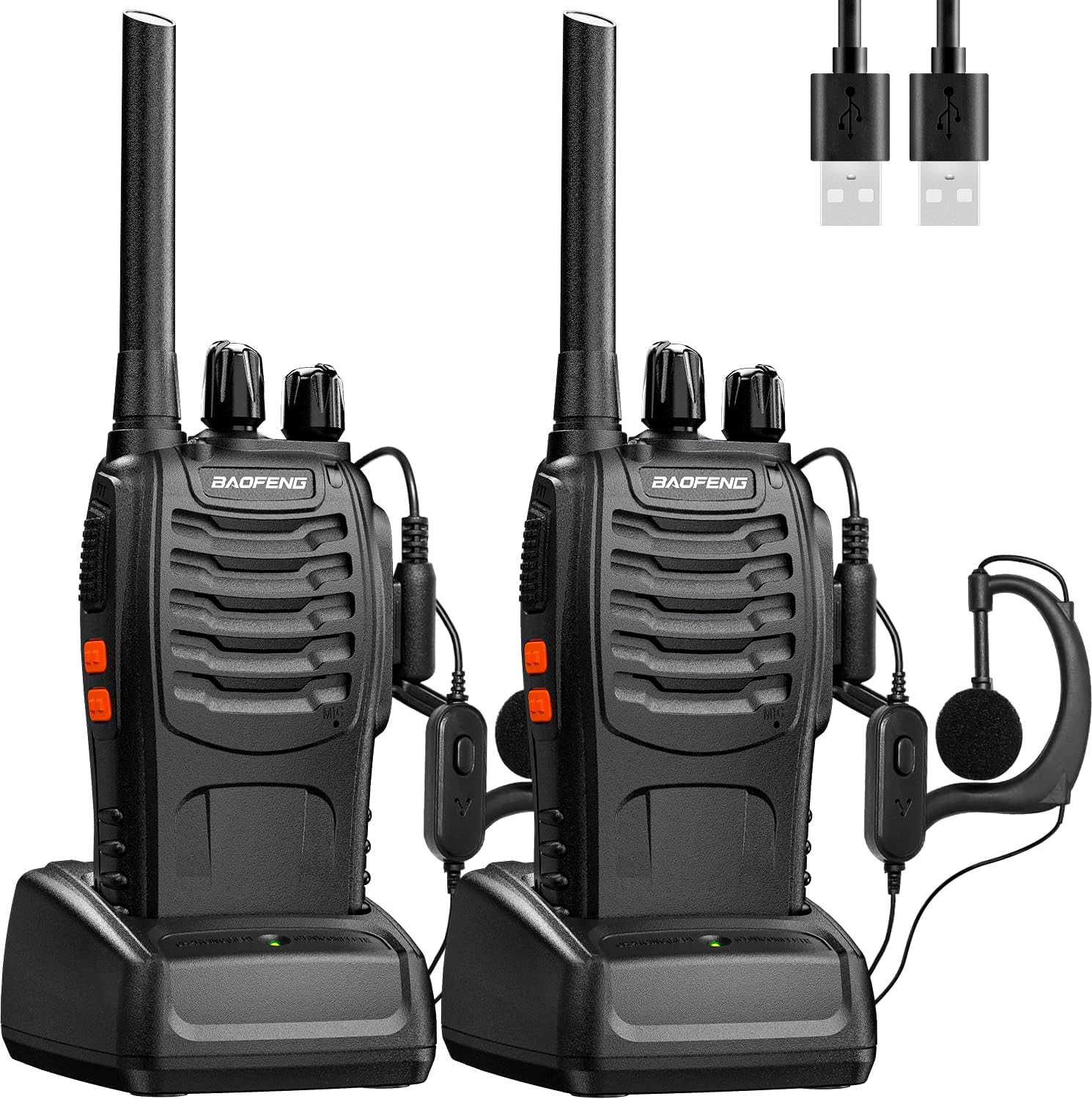 BaoFeng Walkie Talkies 2Pcs PMR446 Two-Way Radios Set Rechargeable Long Range In